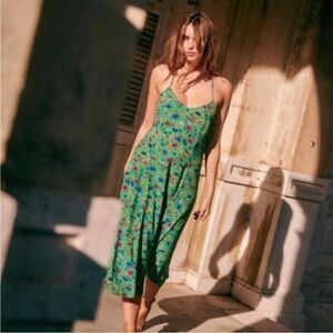 Sézane Margarita Midi Green Sundress